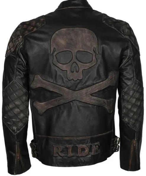 Men’s Skull Embossed Crossbones Motorcycle Jacket