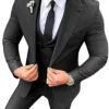 Mens Slim Fit 3 Piece Black Wedding Dinner Prom Suit