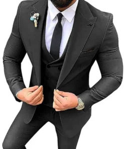 Mens Slim Fit 3 Piece Black Wedding Dinner Prom Suit
