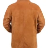 Mens Slim Fit Brown Suede Leather Jacket Back