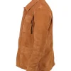 Mens Slim Fit Brown Suede Leather Jacket Left