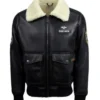 Mens Top Gun B3 Black Real Leather Shearling Fur Jacket