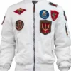 Mens Top Gun MA-1 Bomber Nylon White Patches Jacket