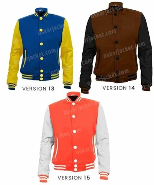 Mens University Bomber Letterman Varsity Wool Jacket ver 13