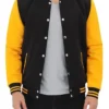 Mens University Style Yellow and Black Letterman Jacket