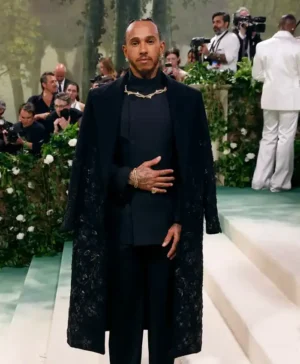 Met Gala 2024 Lewis Hamilton Black Cotton Coat