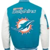 Miami Dolphins Mashup Blue Varsity Jacket Back