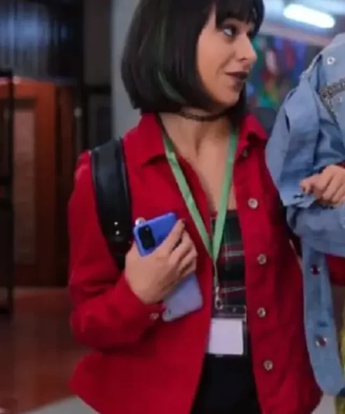 Micaela-Tucker-Miseducation-Natalie-Red-Denim-Jacket