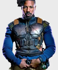 Michael B Jordan Black Panther Erik Leather Vest