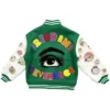 Michael Takashi Murakami Green Varsity Jacket back look