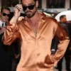 Michele Morrone Copper Silk Shirt