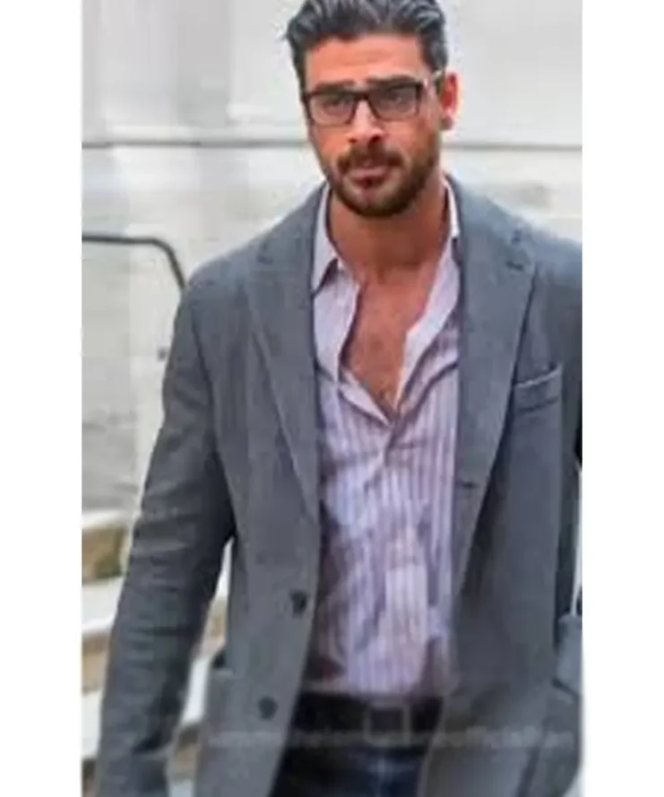 Michele Morrone Grey Coat