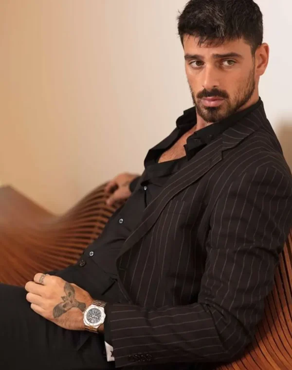 Michele Morrone Stripe Black Suit