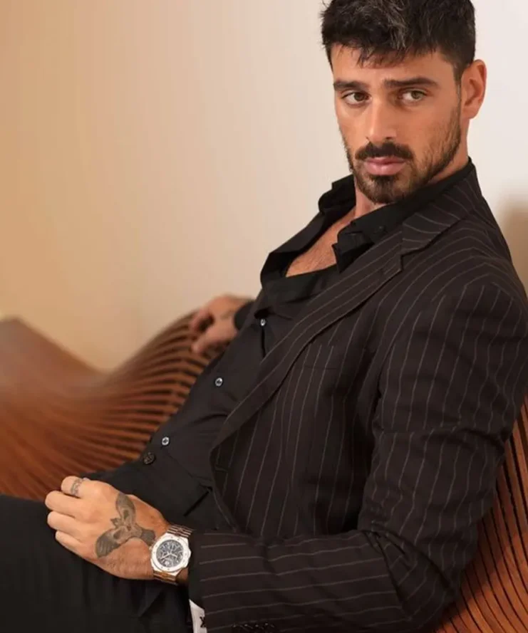 Michele Morrone Stripe Black Suit