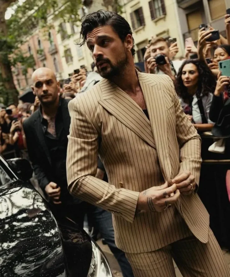 Michele Morrone Striped Suit