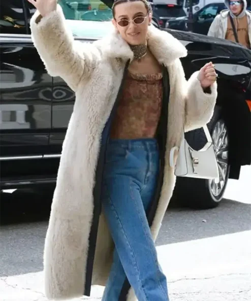 Millie Bobby White Faux Fur Coat