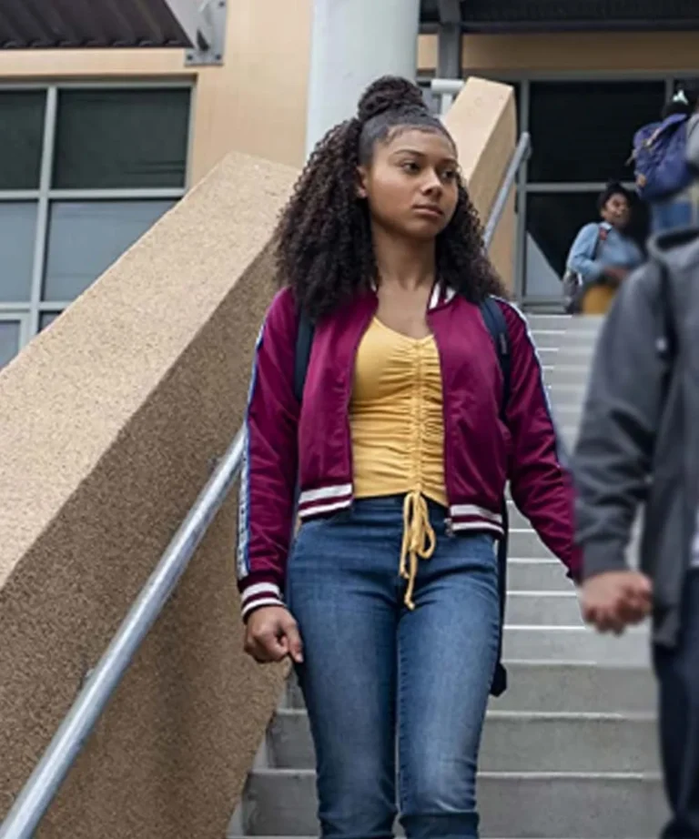 Monse Finnie On My Block Maroon Bomber Satin Jacket