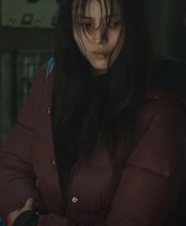 My Name 2021 Han So Hee Red Puffer Hooded Jacket