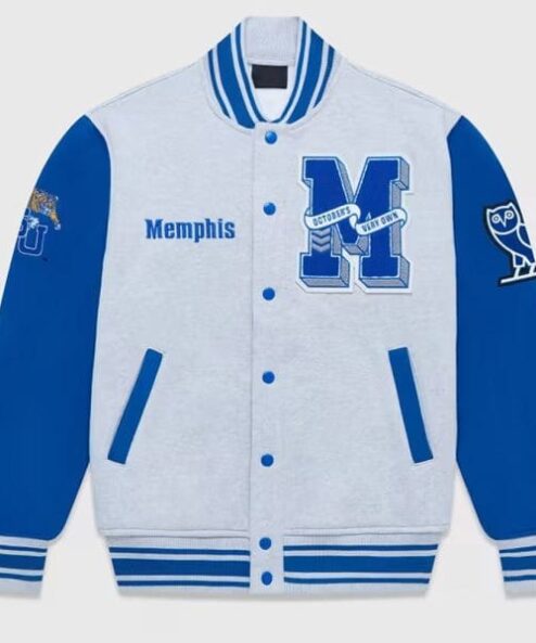 NCAA Memphis Tigers OVO Blue And Grey Varsity Jacket