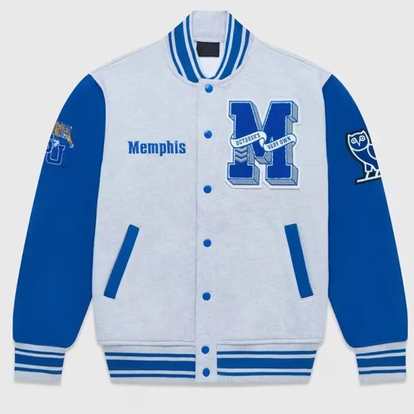 NCAA Memphis Tigers OVO Blue And Grey Varsity Jacket