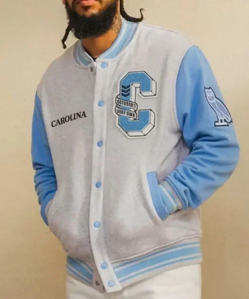 NCAA-North-Carolina-Tar-Heels-OVO-Grey-And-Blue-Varsity-Jacket