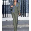 Naomi Campbell Tweed Green Suit