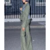 Naomi Campbell Tweed Green Suit Side