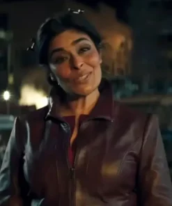 Nimra Bucha Ms. Marvel Maroon Leather Jacket