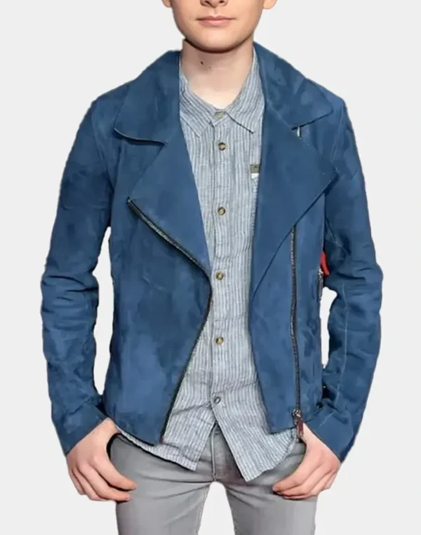 Noah Schnapp Stranger Things Event Leather Navy Blue Jacket