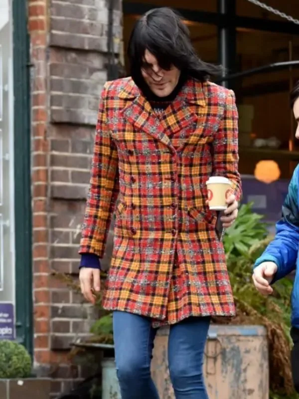 Noel Fielding Red And Orange Plaid Coat