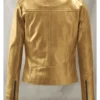 Now You See Me 2 Lula Collarless Golden PU Leather Jacket Back Look