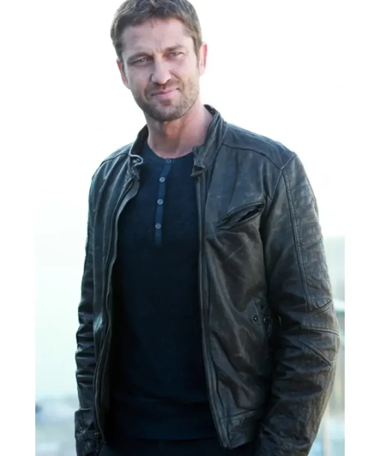Olympus Has Fallen Mike Banning Collarless Leather Jacket