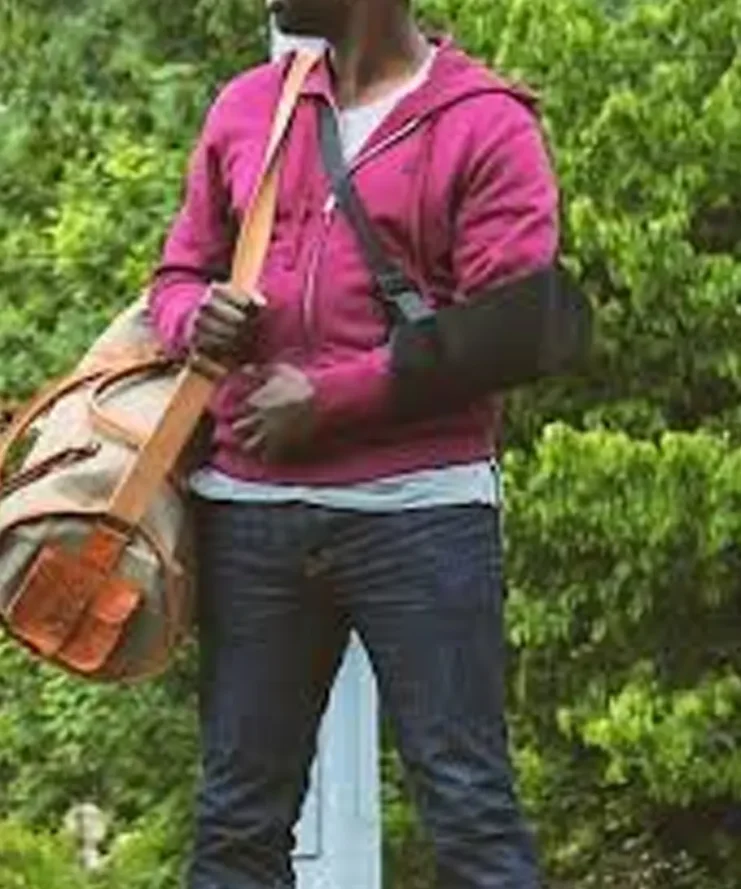 Omar Sy The Takedown Men Pink Fleece Hoodie Jacket