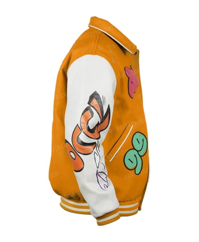 Boxy Fit Graffiti Letterman Varsity Jacket For Sale