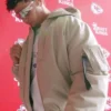 Patrick-Mahomes-Keep-It-Rolling-2023-Beige-Bomber-Jacket