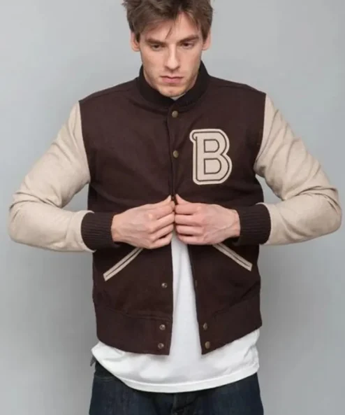 Payday 2 Hotline Miami Game Brown Varsity Jacket