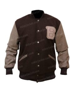 Men’s Payday 2 Hotline Miami “B” Logo Video Game Bomber Brown Varsity Jacket