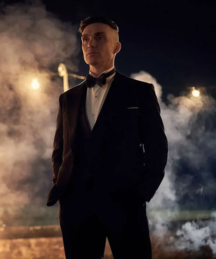 Peaky Blinders Cillian Murphy Suiting Fabric Black Tuxedo Suit