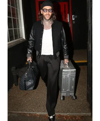 Pete Wicks Black Letterman Jacket