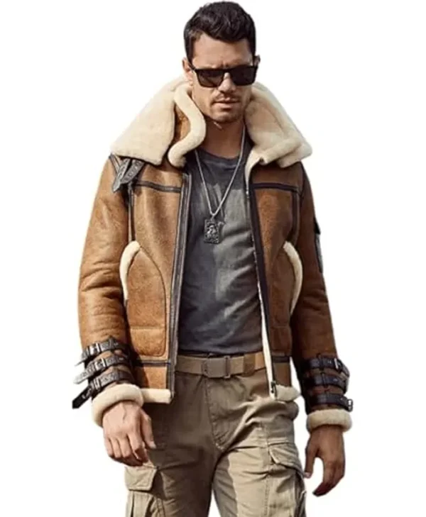 Pilot Flight WWII Shearling B3 Brown Bomber Jacket