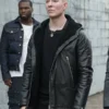 Power Tommy Egan Black Leather Hooded Jacket