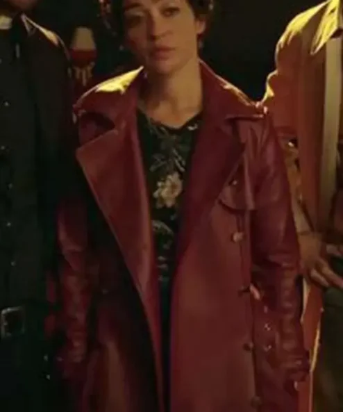 Preacher Ruth Negga Maroon Leather Coat