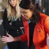 Pretty Little Liars Janel Parrish Orange Leather Jacket