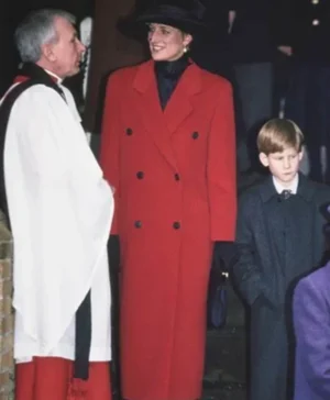 Princess Diana Red Wool Christmas Coat