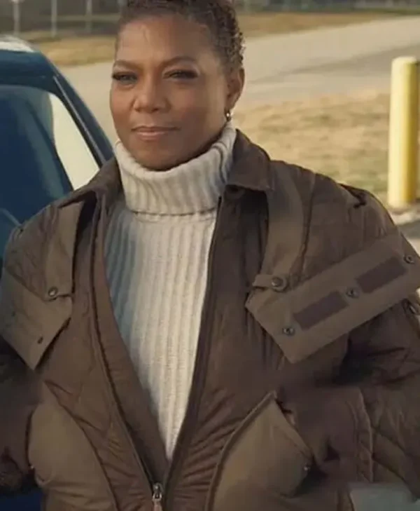 Queen Latifah The Equalizer Quilted Brown Hooded Jacket