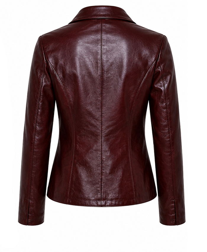 Rachel Green Friends Maroon Leather Jacket Back