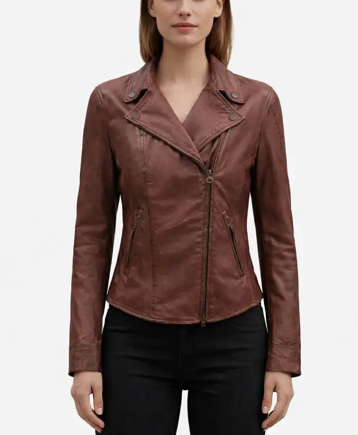 Ramsey Brown Biker Leather Jacket