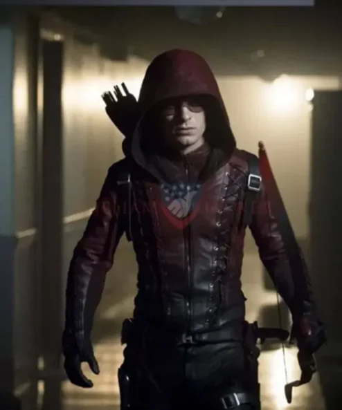 Red Arrow Roy Harper Leather Jacket With Hood