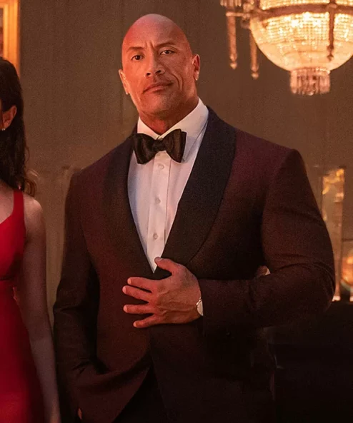 Red Notice Dwayne Johnson Maroon Tuxedo Blazer