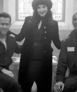 Red Notice Gal Gadot Black Wool-Blend Trench Coat